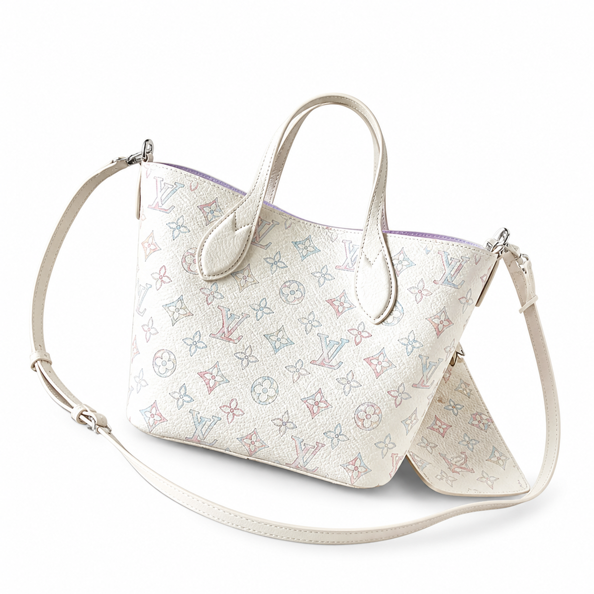 Louis Vuitton Muria — Mahina Perforated Leather in Crème with Lavender Rubber Interior