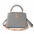 Louis Vuitton Capucines — Taurillon Leather in Perle with Pearl Flower Chain & Pink Leather Weave