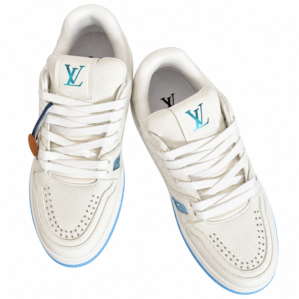 Louis Vuitton Trainer White Turquoise Sneakers