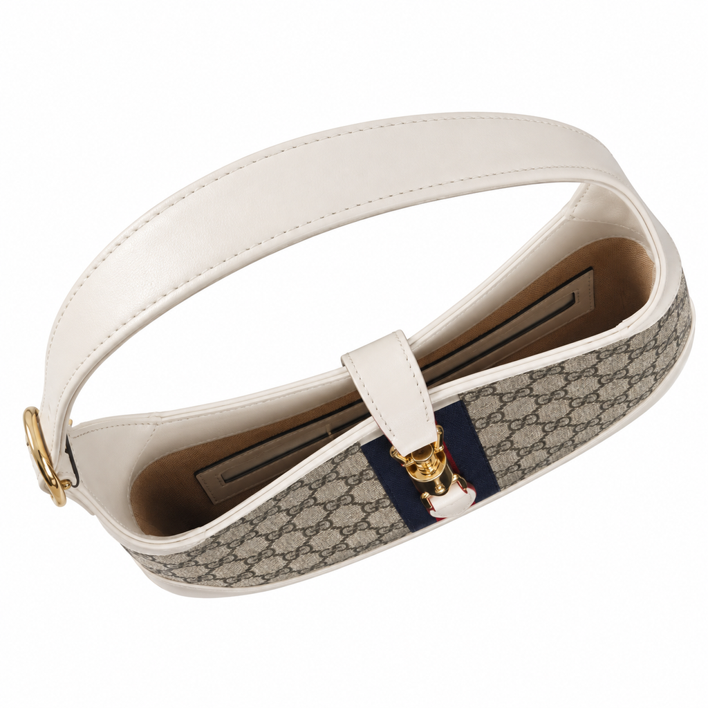 Gucci Jackie 1961 GG Supreme Shoulder Bag in White Leather