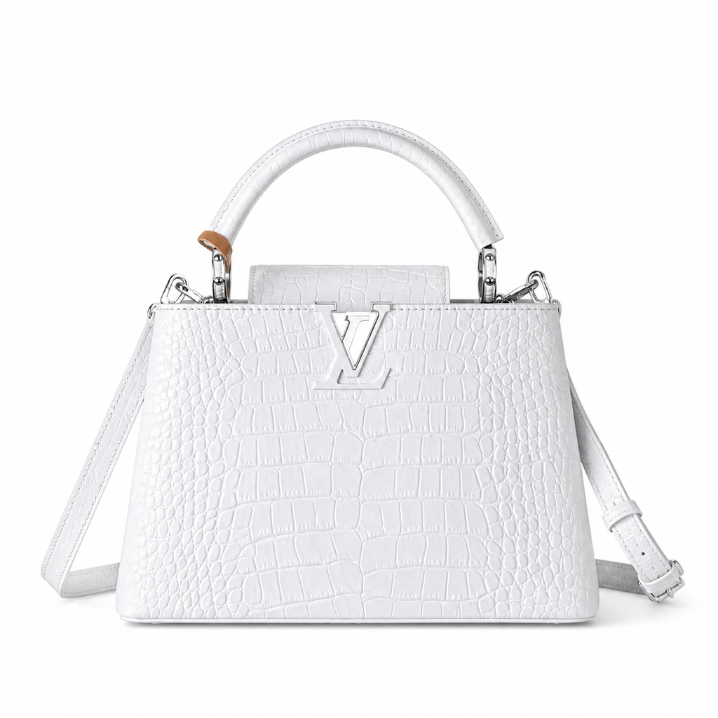 Louis Vuitton Locky BB — Crocodilien Embossed Leather in Blanc with Silver Hardware