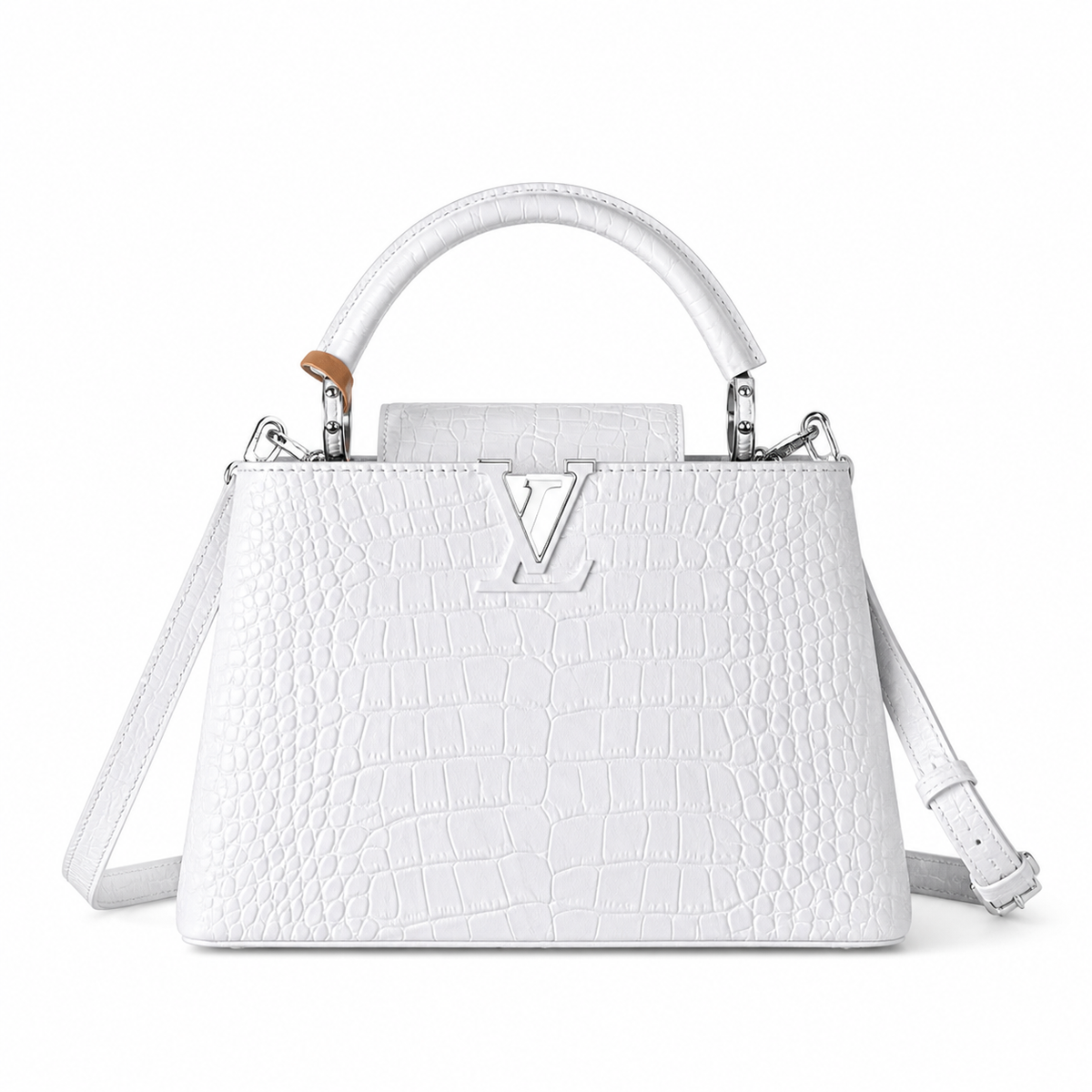 Louis Vuitton Locky BB — Crocodilien Embossed Leather in Blanc with Silver Hardware