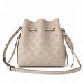 Louis Vuitton Mahina Mini Bucket — Crème Ivoire Perforated, Silver Chain, Drawstring & Round Coin Purse Set
