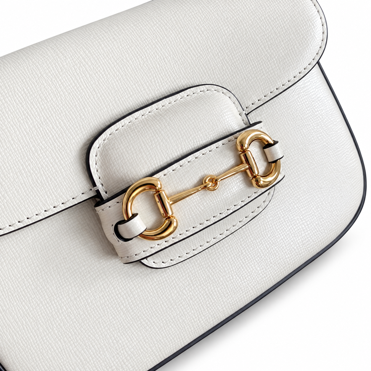 Gucci Horsebit 1955 Mini Crossbody Bag in Full White Leather