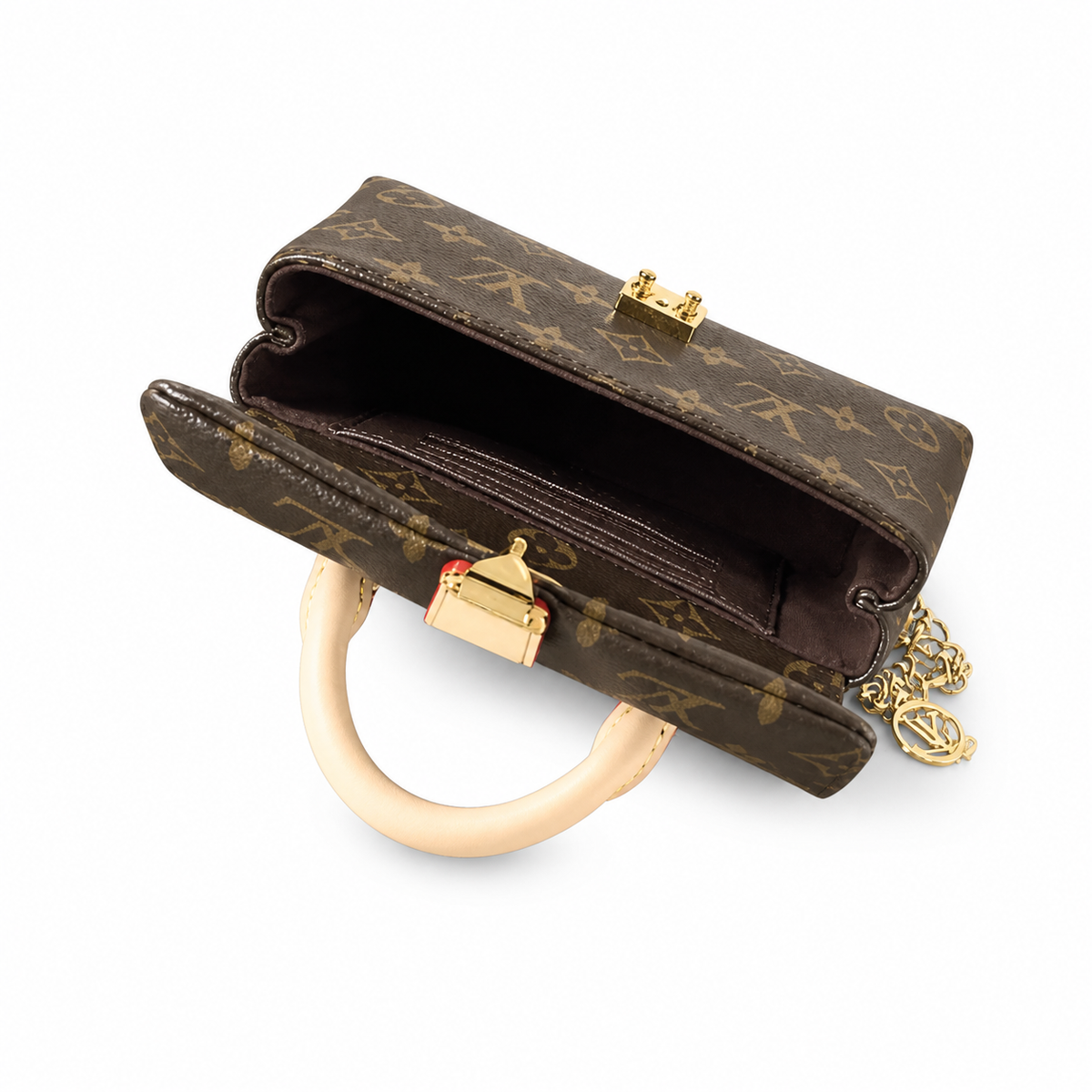 Louis Vuitton Mini Trunk Flap — Monogram Canvas, Gold Corner Protectors, Push-Lock & Chain Strap