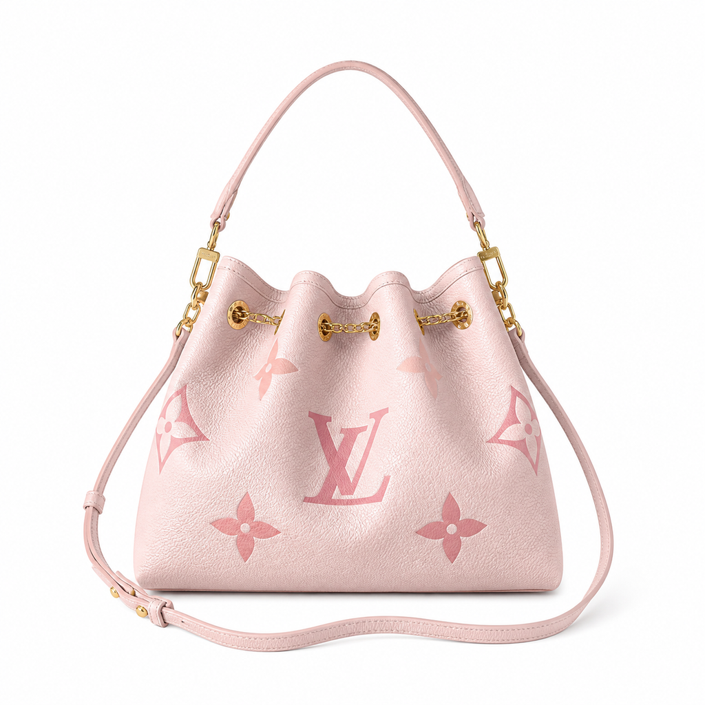 Louis Vuitton NéoNoé MM — Rose Ballerine Giant Empreinte, Gold Chain & Single Pink Handle