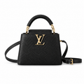 Louis Vuitton Capucines Mini — Taurillon Leather in Noir with Gold Chain Handle & Flower Lock