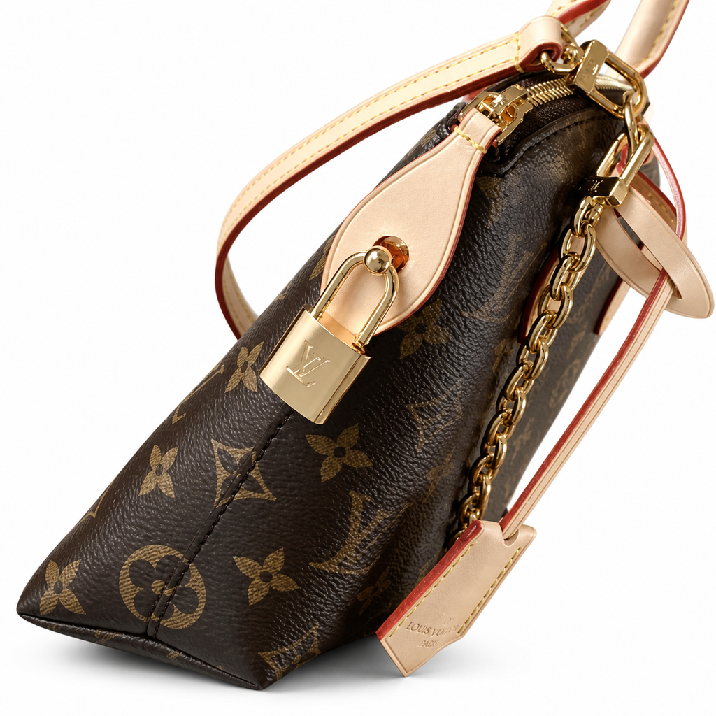 Louis Vuitton Papillon BB — Monogram Canvas, Red-Edge Vachetta & Gold Chain