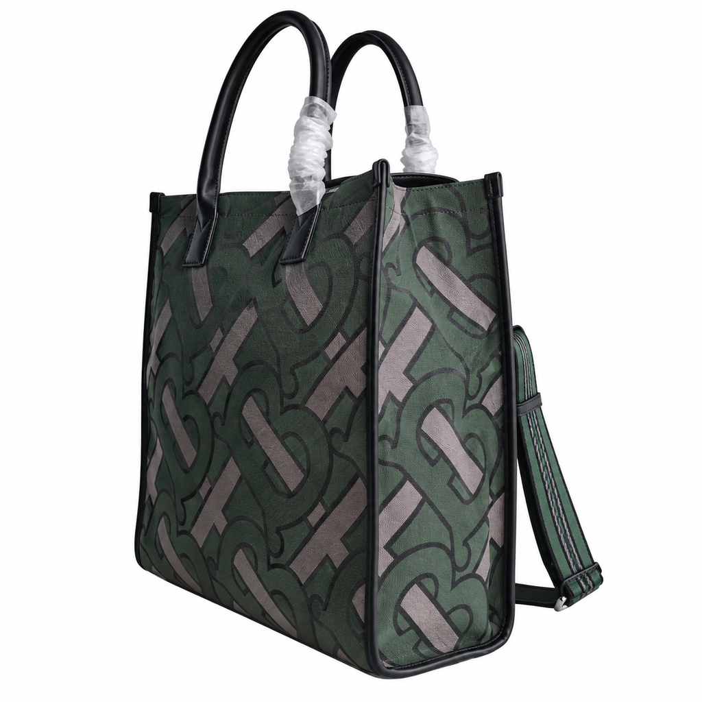 Burberry Heritage Green Monogram Tote Bag