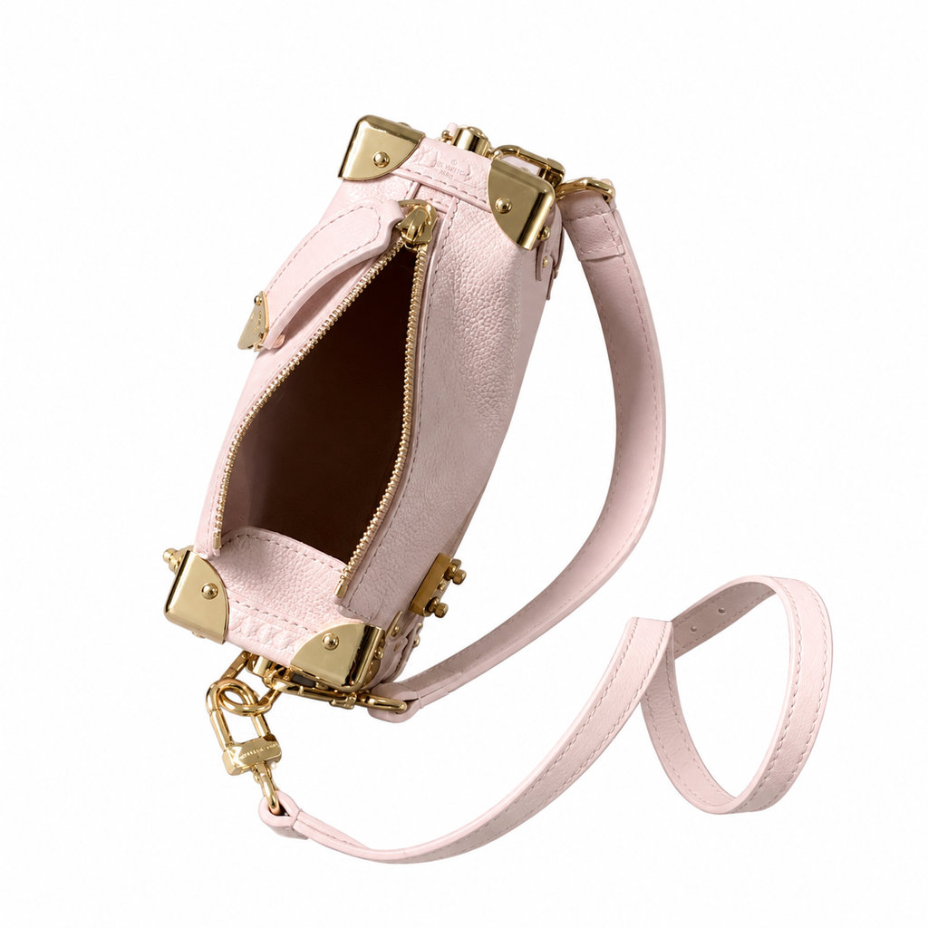 Louis Vuitton Soft Trunk — Rose Ballerine Empreinte, Gold Corner Fittings & Chain Strap