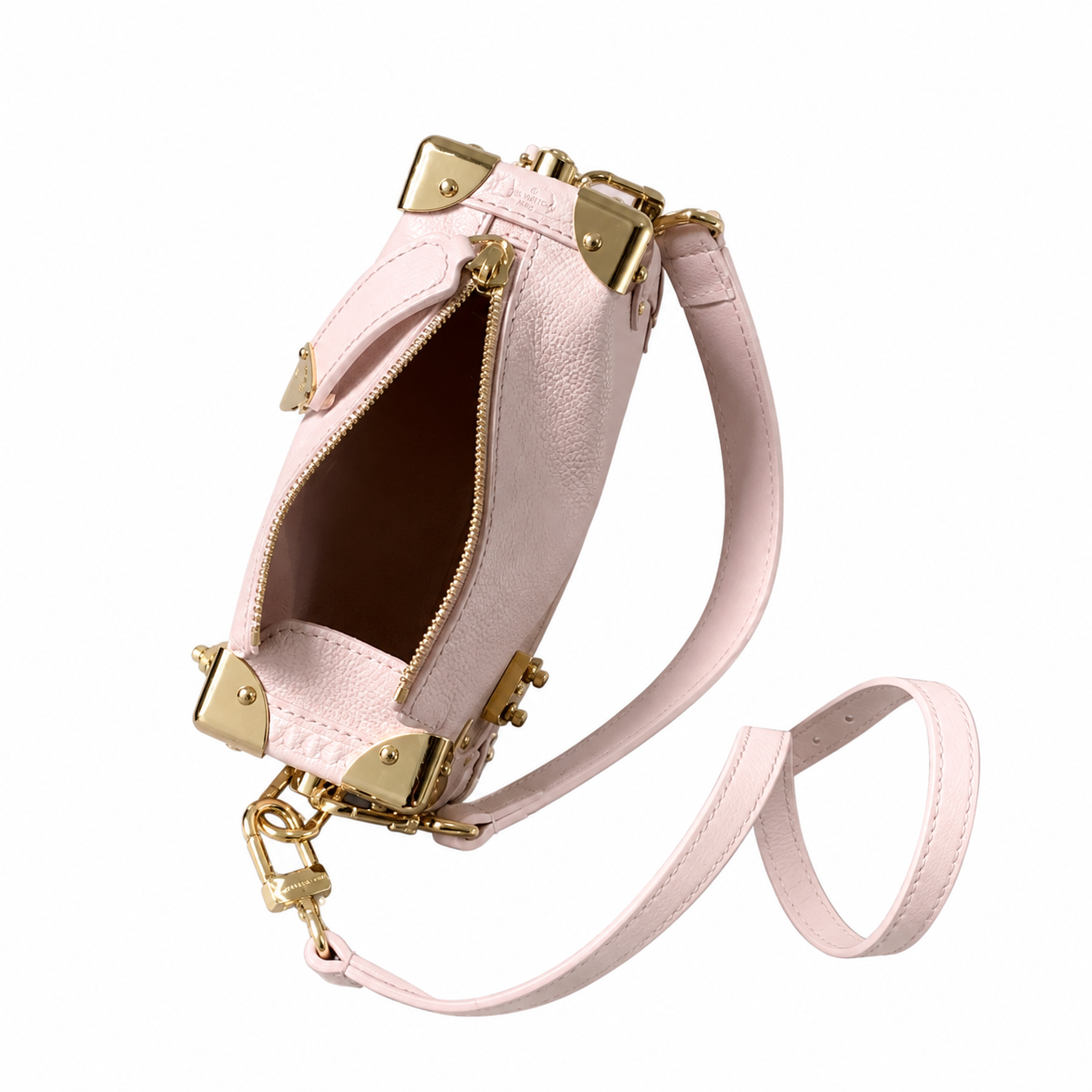 Louis Vuitton Soft Trunk — Rose Ballerine Empreinte, Gold Corner Fittings & Chain Strap