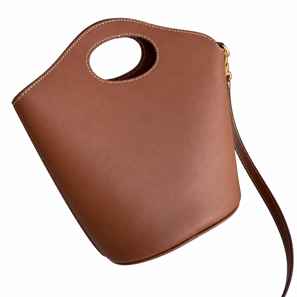 Burberry Sculpted Tan Cutout Handle Bag