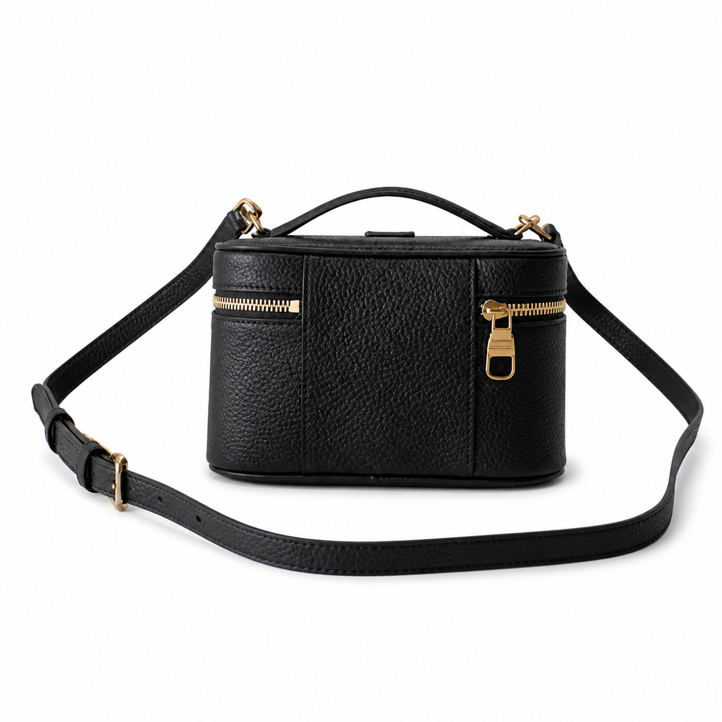 Louis Vuitton Oval Crossbody — Black Empreinte, Antique Gold Padlock & Zip