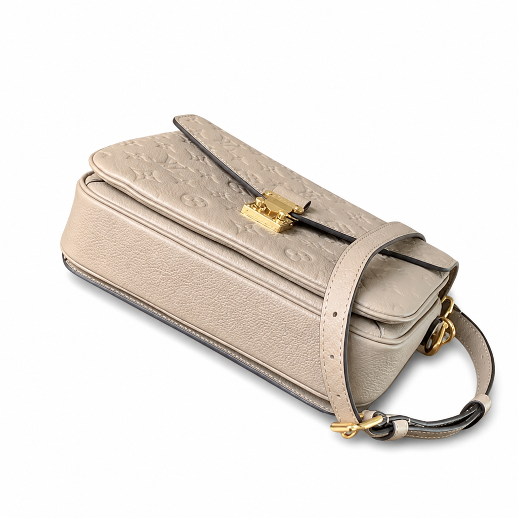 Louis Vuitton Pochette Métis — Crème Ivoire Empreinte, Gold Push-Lock, Bandoulière Strap & Mini Pouch