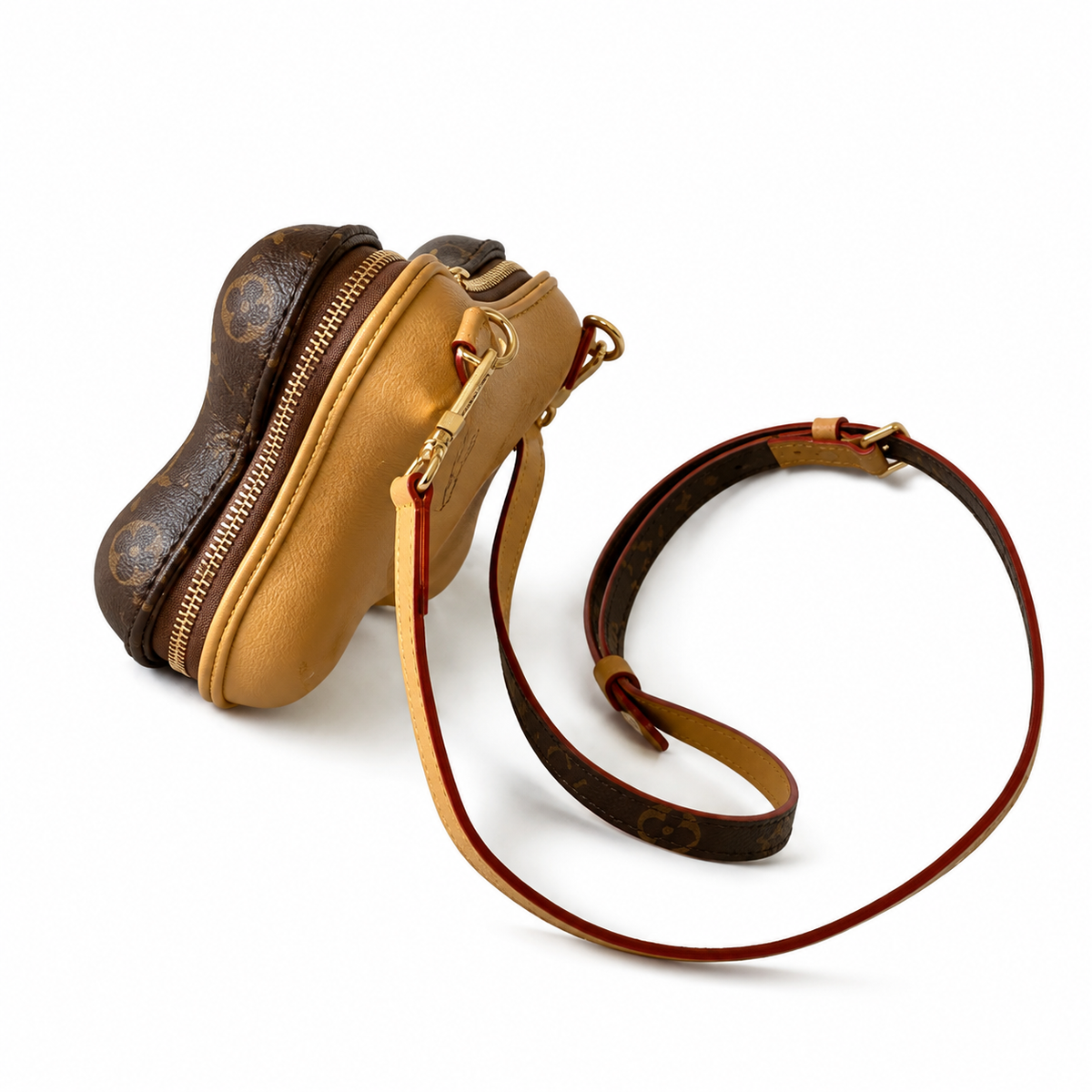 Louis Vuitton Bone Bag — Monogram Canvas, Vachetta Trim & Yellow Stitching