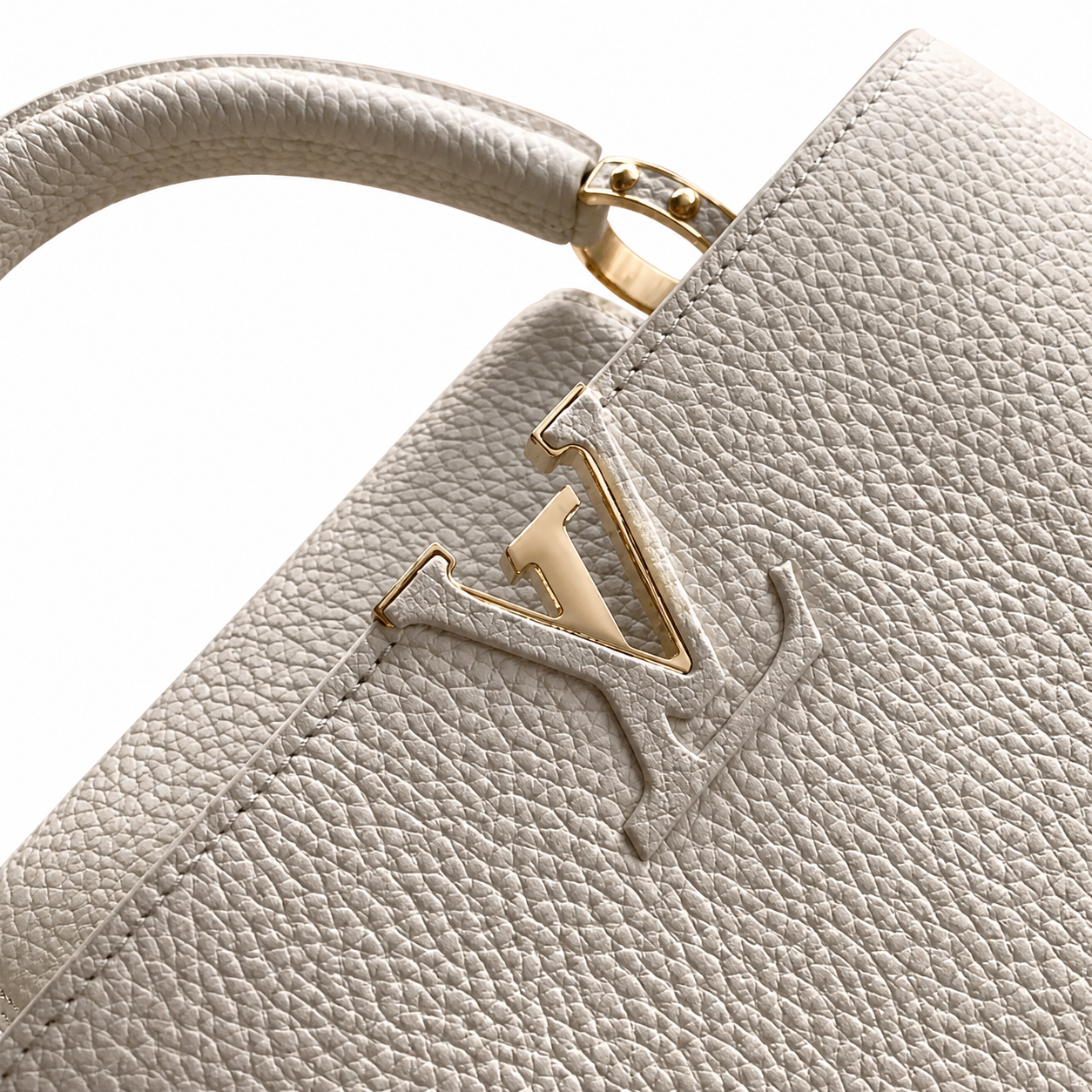 Louis Vuitton Capucines BB — Crème Taurillon, Dual-Layer LV Clasp & Horseshoe Hardware