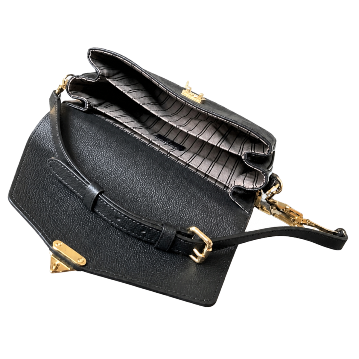 Louis Vuitton Pochette Métis — Black Empreinte, Gold Square Push-Lock, Top Handle & Adjustable Strap
