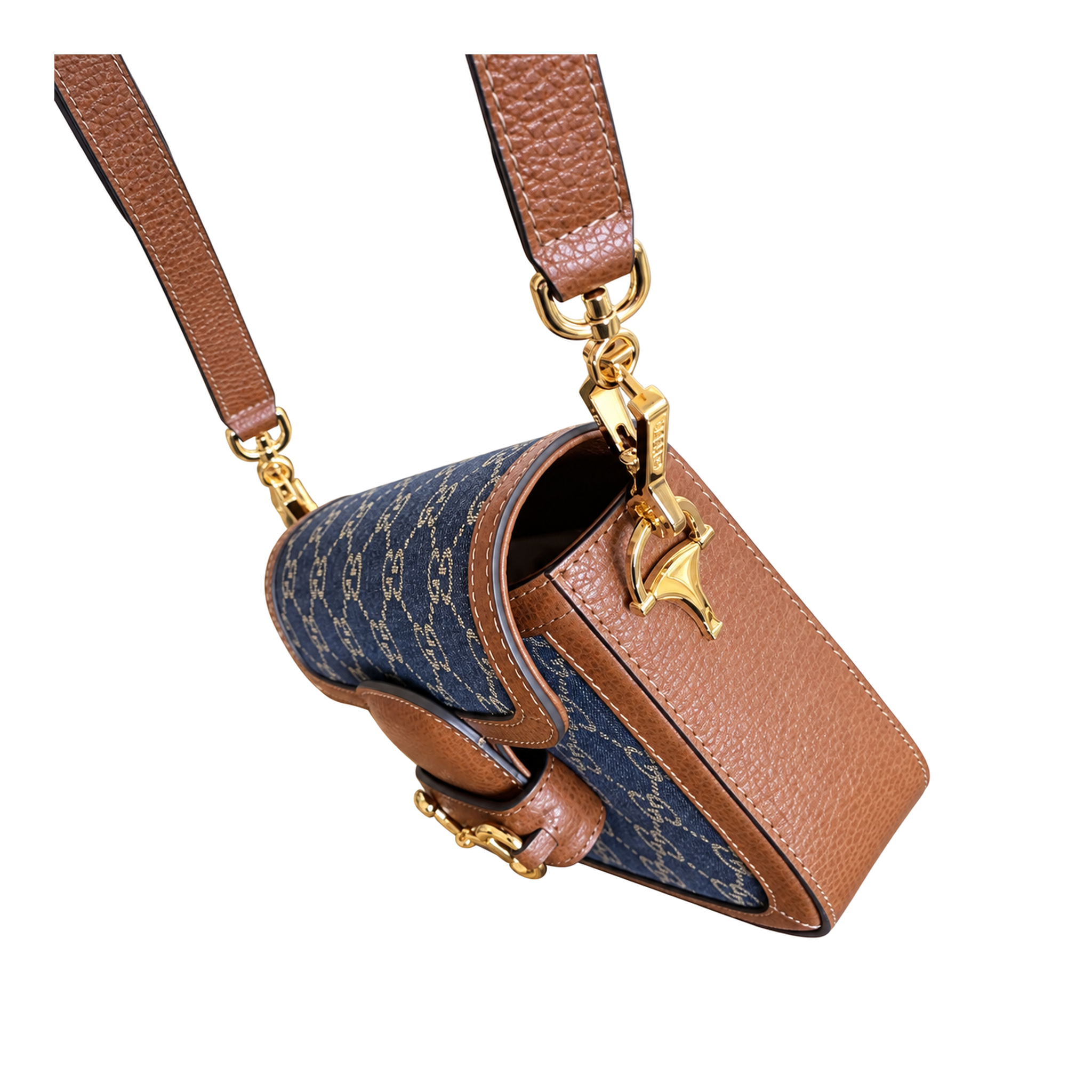 Gucci Horsebit 1955 Mini Crossbody Bag in GG Denim