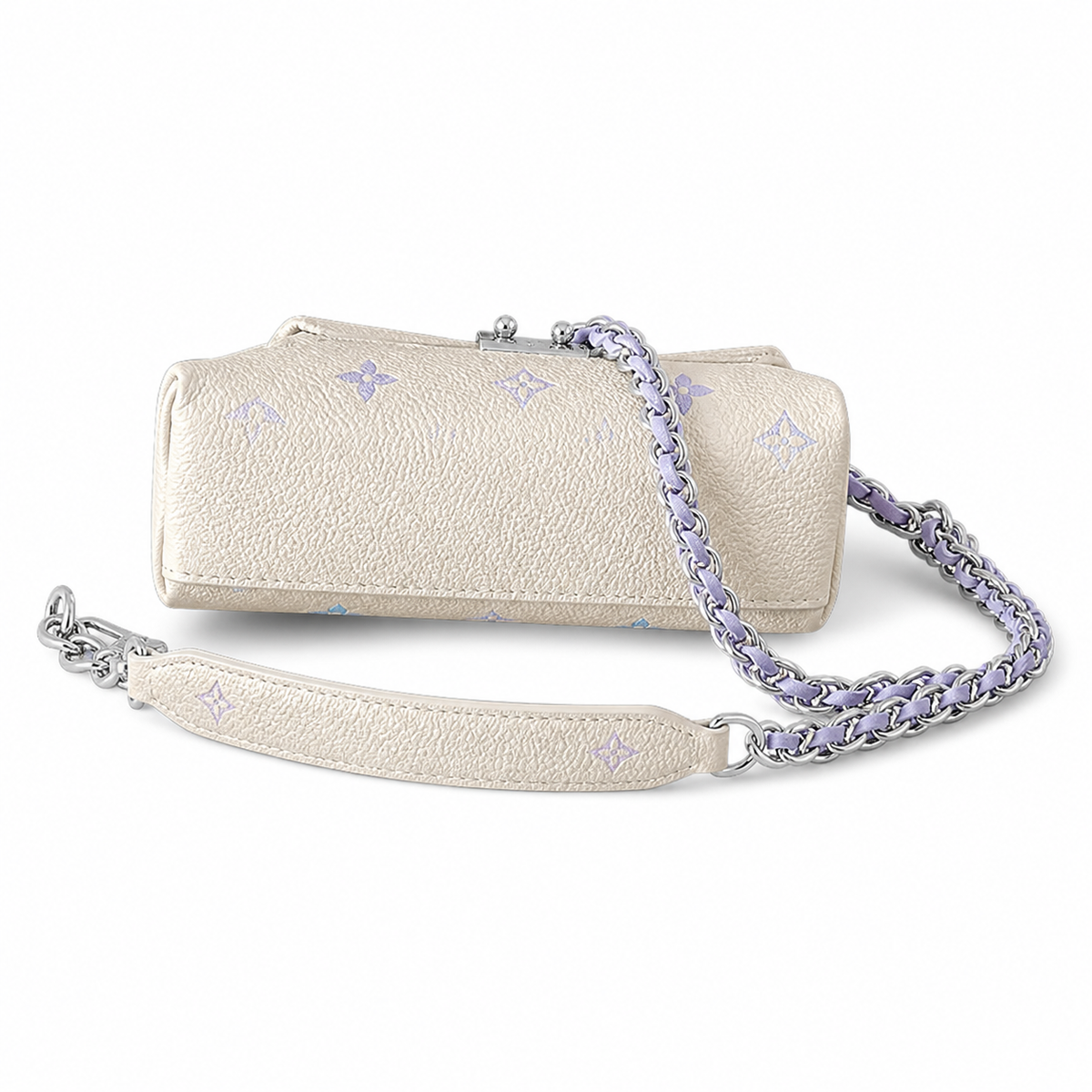 Louis Vuitton Mini Flap — Lavender Gradient Monogram, Silver Chain Weave & Push-Lock Clasp