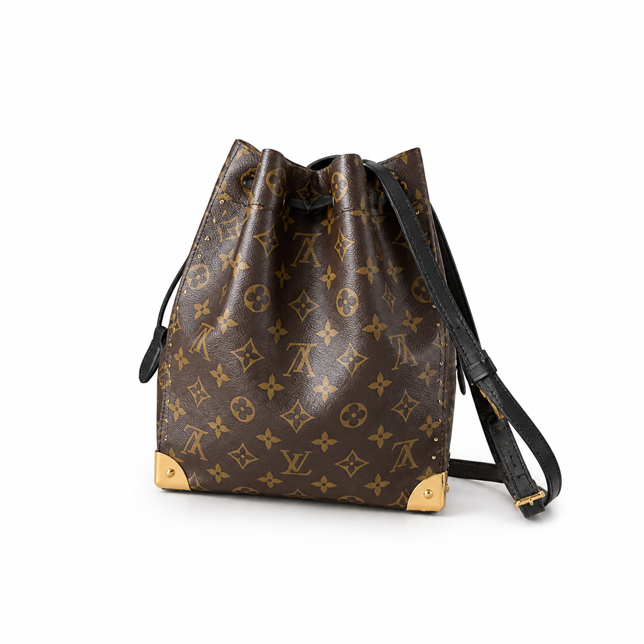 Louis Vuitton Noé BB — Monogram Canvas, Black Leather Trim, Leather-Woven Chain Handle & Black Interior