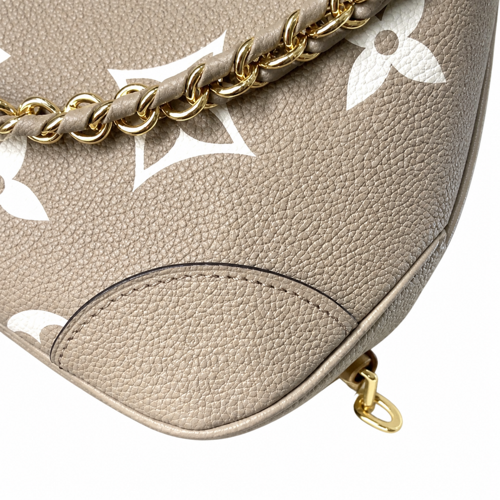 Louis Vuitton Bagatelle — Tourterelle Giant Monogram Empreinte, White Contrast & Bow Zip