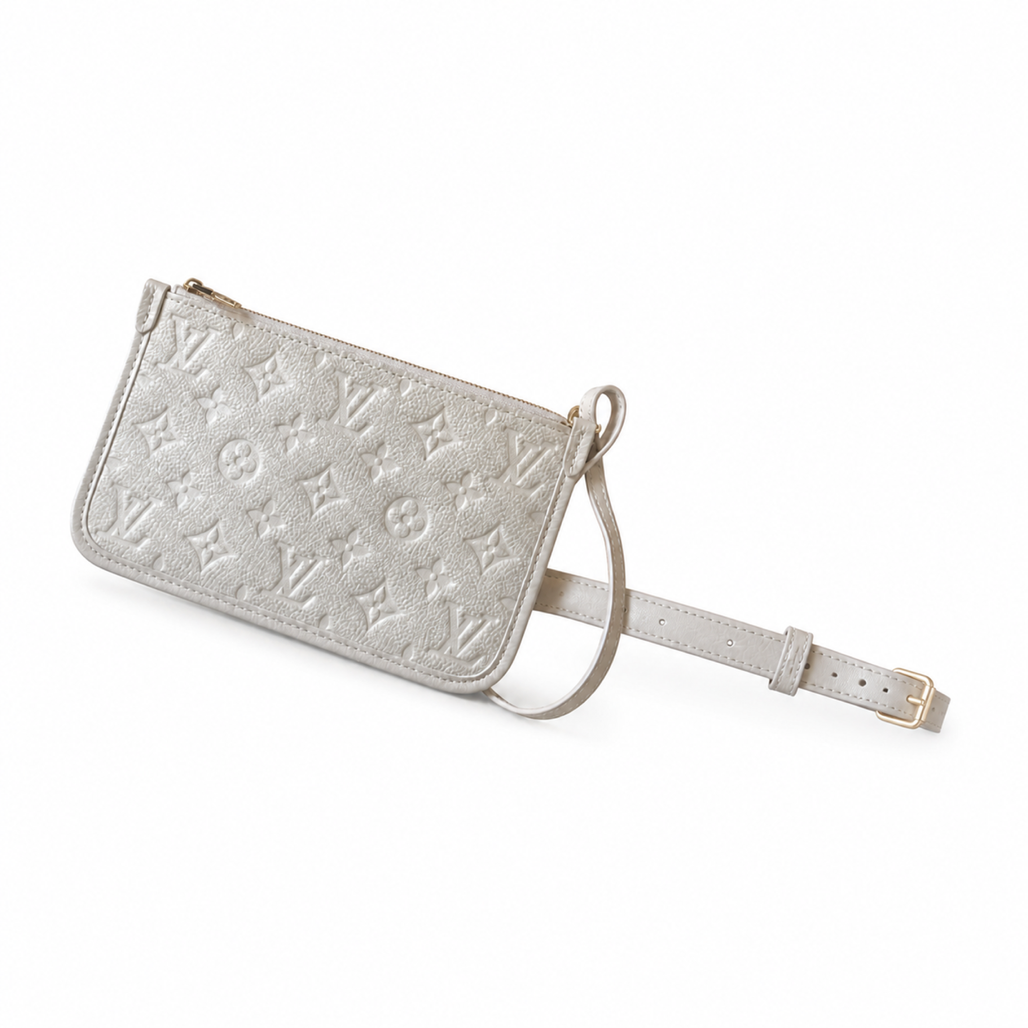 Louis Vuitton Giant Monogram Hobo — Crème Empreinte, Gold Zipper, Stud Feet & Matching Mini Pouch