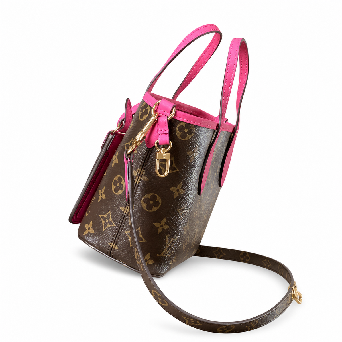 Louis Vuitton Fuchsia Mini Tote — Grain Leather, LV 1854 Heritage Label, Tonal Handles & Monogram Strap