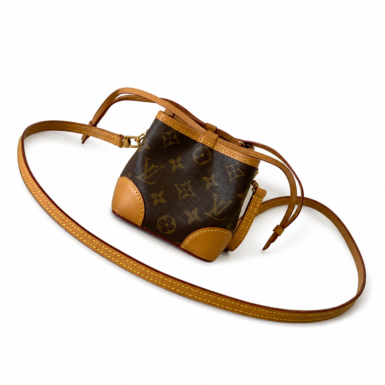 Louis Vuitton Noé Purse — Monogram Canvas, Vachetta Corner Guards & LV Tag