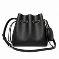 Louis Vuitton Mahina Mini Bucket — Noir Black Perforated Calfskin, Silver Chain & Tonal Drawstring