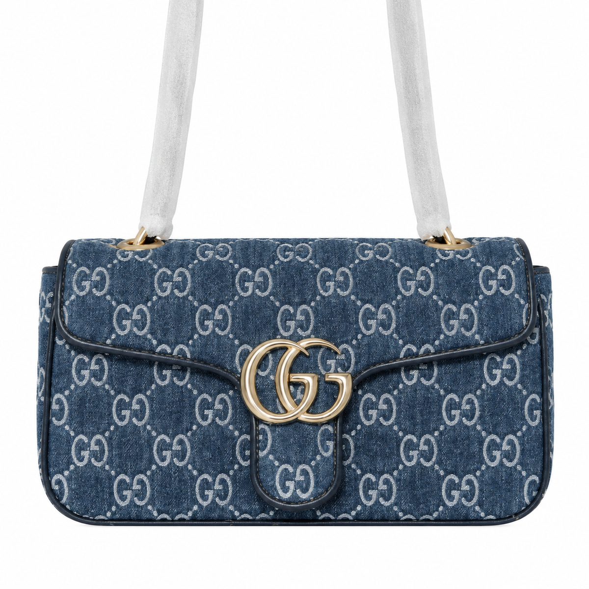 Gucci GG Marmont Wallet-on-Chain in Navy Blue GG Canvas