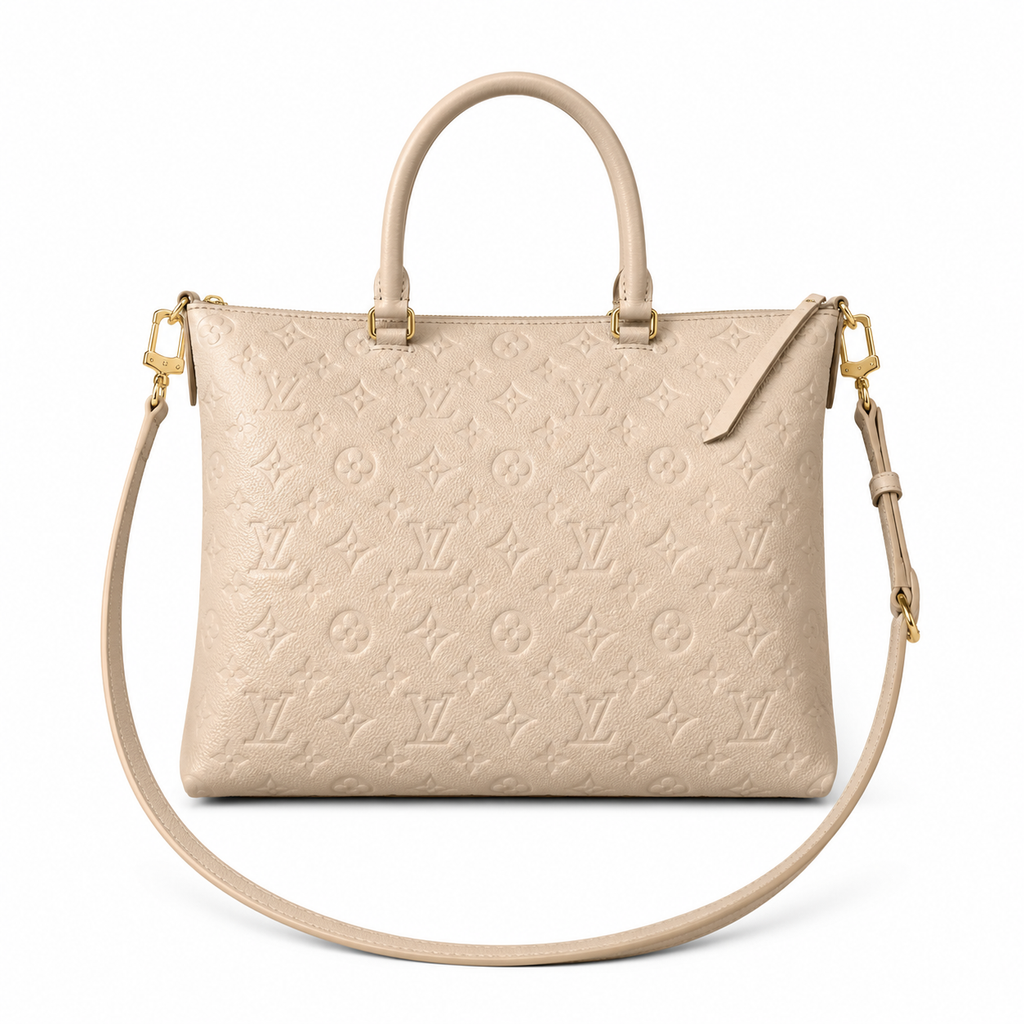 Louis Vuitton Empreinte Large Tote — Beige, Rounded Double Handles & Detachable Strap