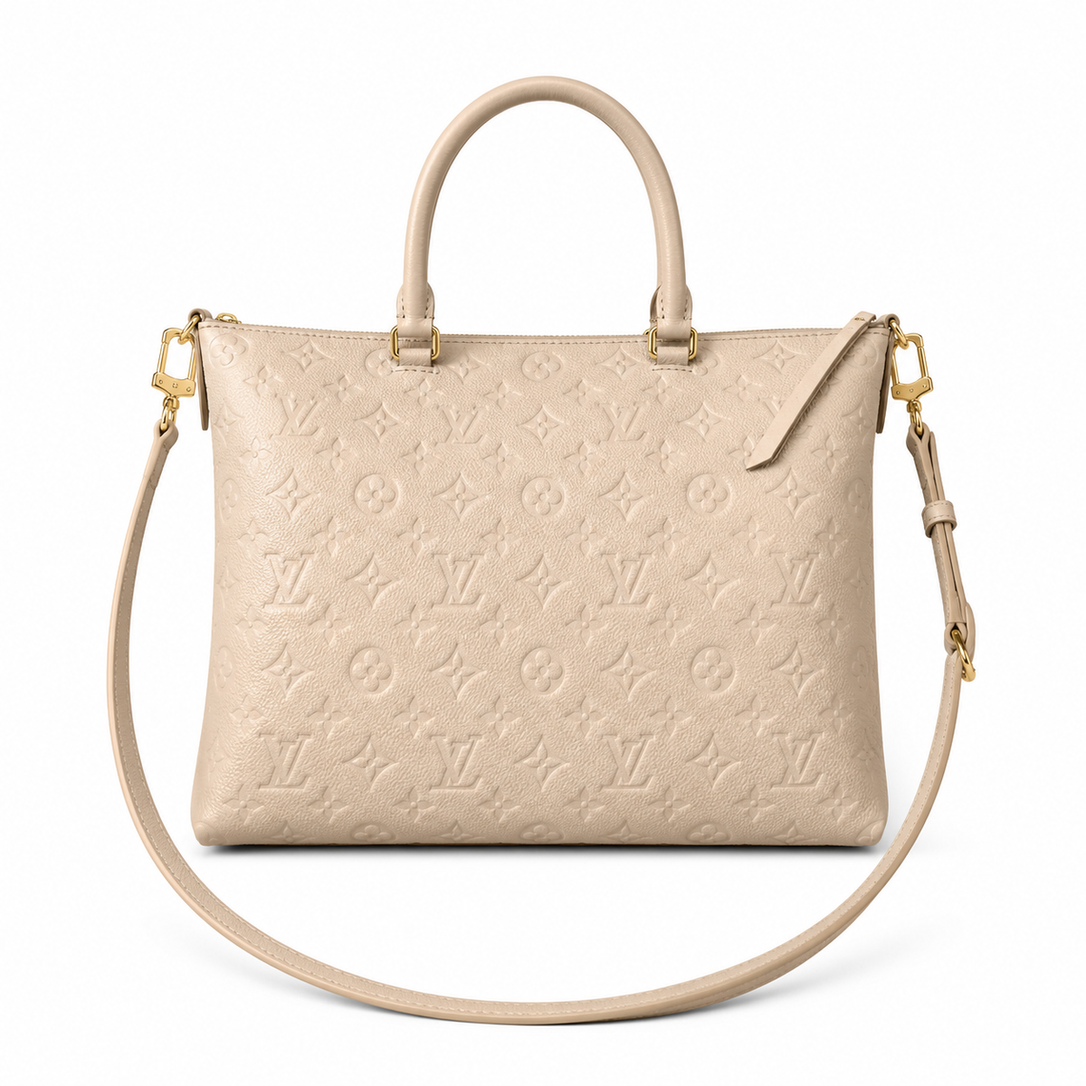 Louis Vuitton Empreinte Large Tote — Beige, Rounded Double Handles & Detachable Strap