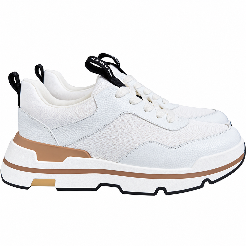 Hermès White Mesh Lace-Up Sneakers | Tan Trim