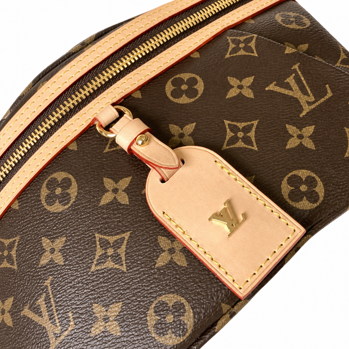 Louis Vuitton Bumbag — Monogram Canvas, Vachetta Trim & Red Interior Stitching