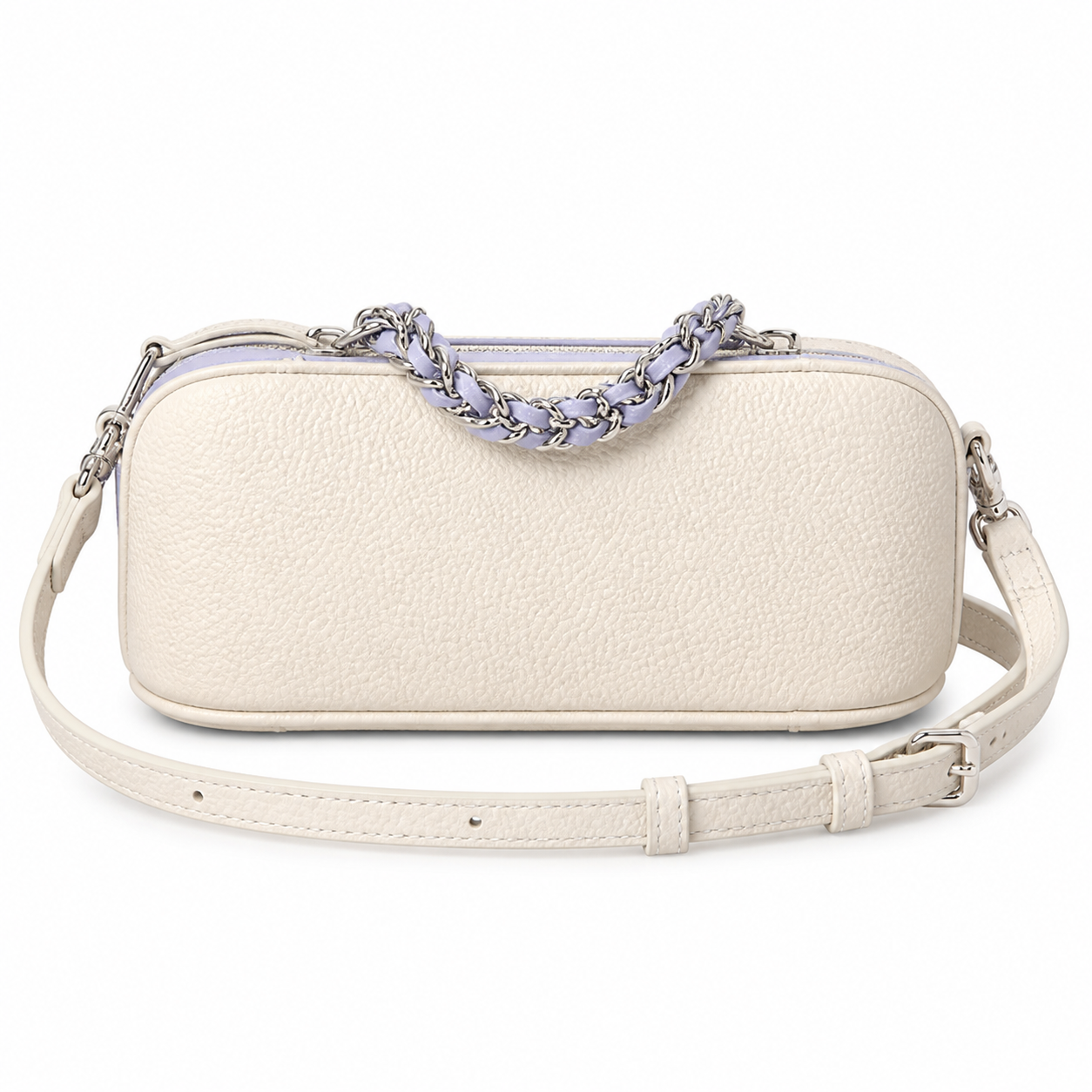 Louis Vuitton Mini Camera Bag — Cream Empreinte, Lavender Braided Chain & Silver Zip