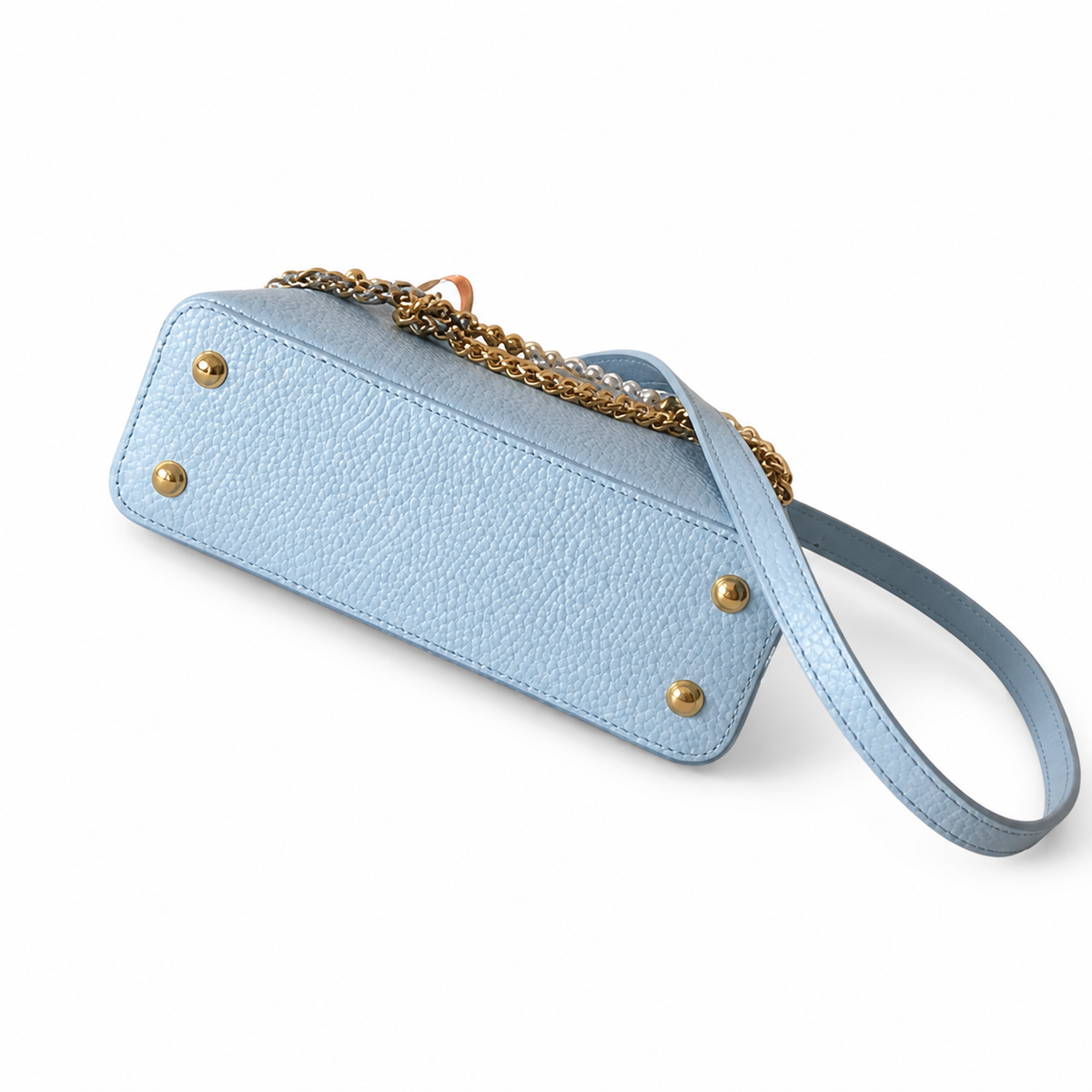 Louis Vuitton Capucines — Ice Blue Taurillon, Triple Chain & Pearl