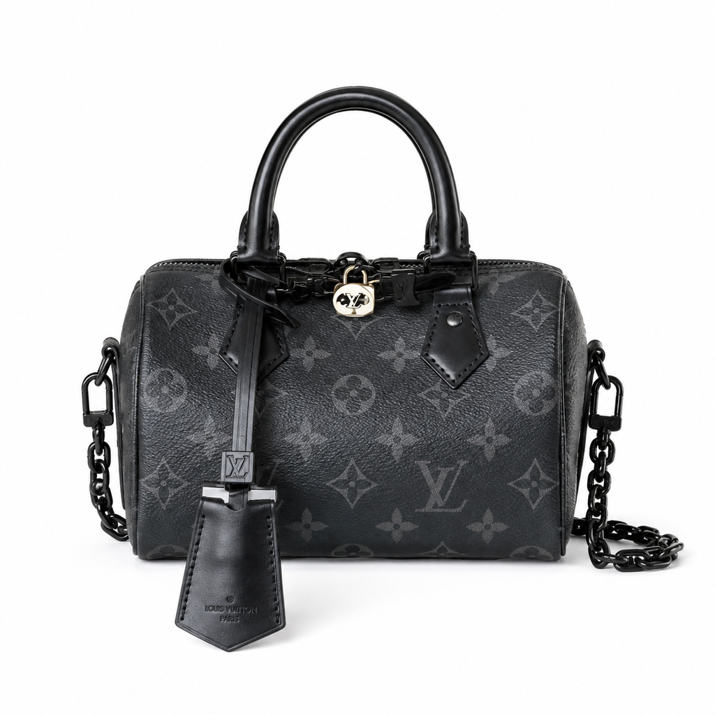 Louis Vuitton Papillon BB — Monogram Eclipse Canvas, All-Black Hardware & Black Chain