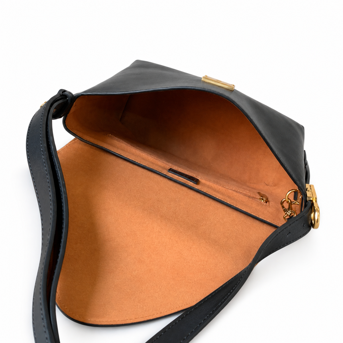 Louis Vuitton Flap Shoulder Bag — Black Smooth Calfskin, Side Padlock & Embossed Signature
