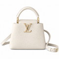 Louis Vuitton Capucines Mini — Taurillon Leather in Blanc with Gold Chain Handle & Flower Lock