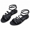 Hermès Black Strappy Flat Ankle-Strap Sandals