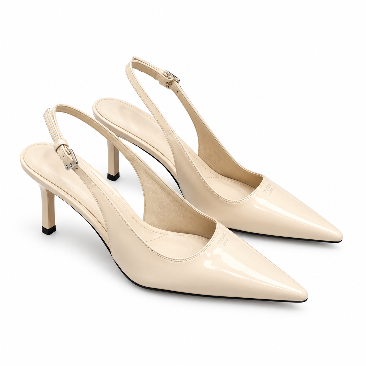 Prada Beige Pointed-Toe Buckled Slingback Pumps