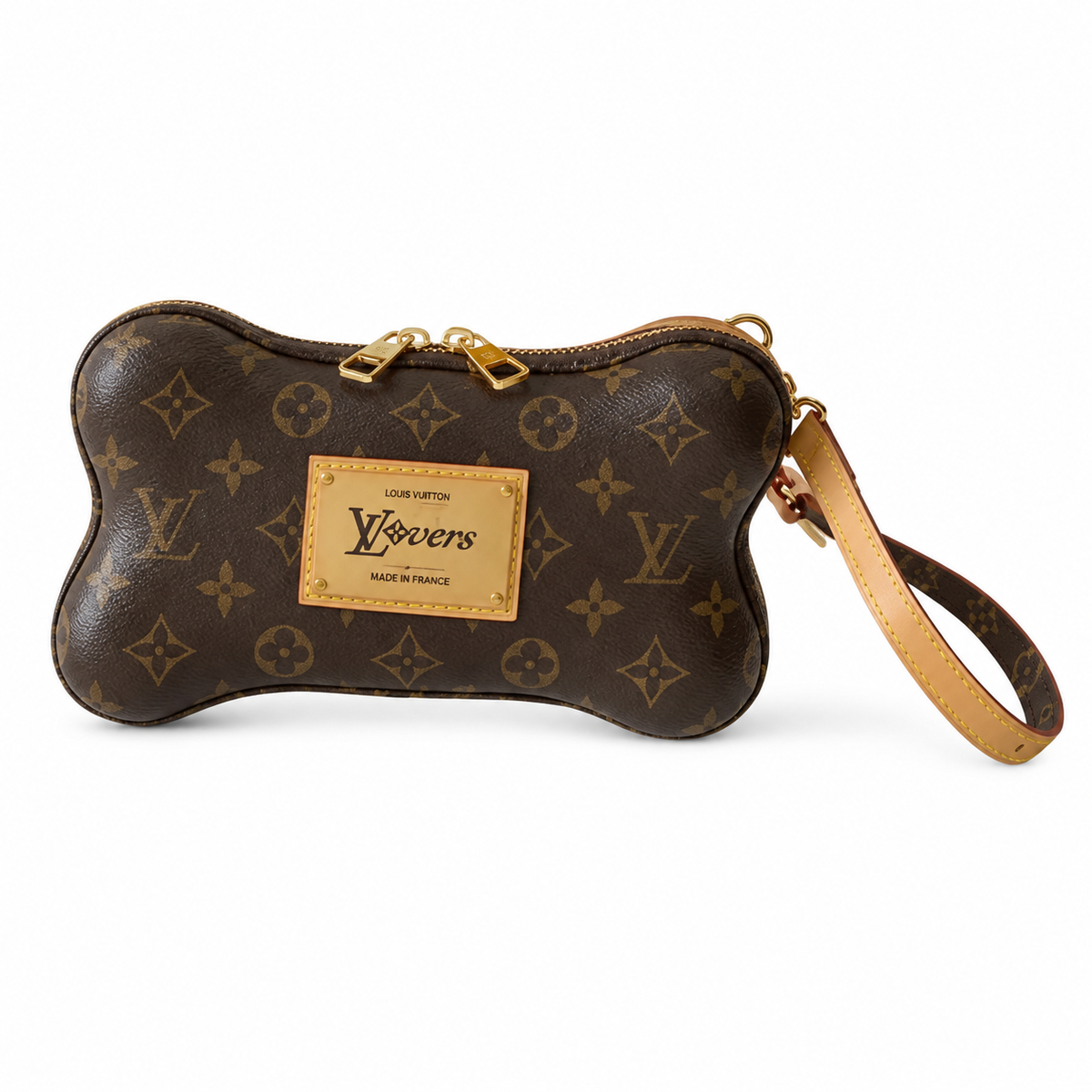Louis Vuitton Bone Bag — Monogram Canvas, Vachetta Trim & Yellow Stitching