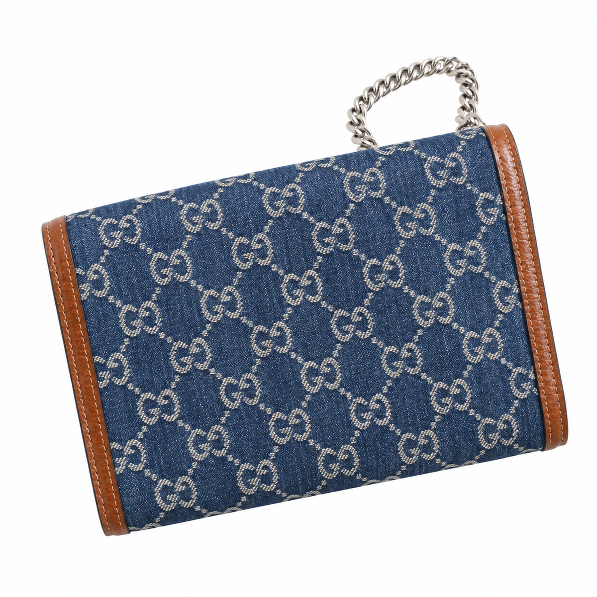 Gucci Dionysus Small Shoulder Bag in GG Denim Canvas with Cognac Trim