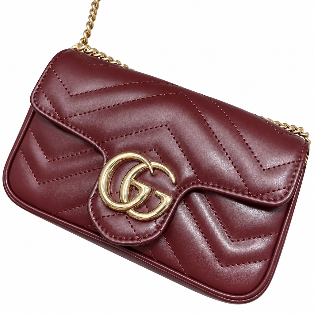 Gucci GG Marmont Super Mini Bag in Bordeaux Matelassé