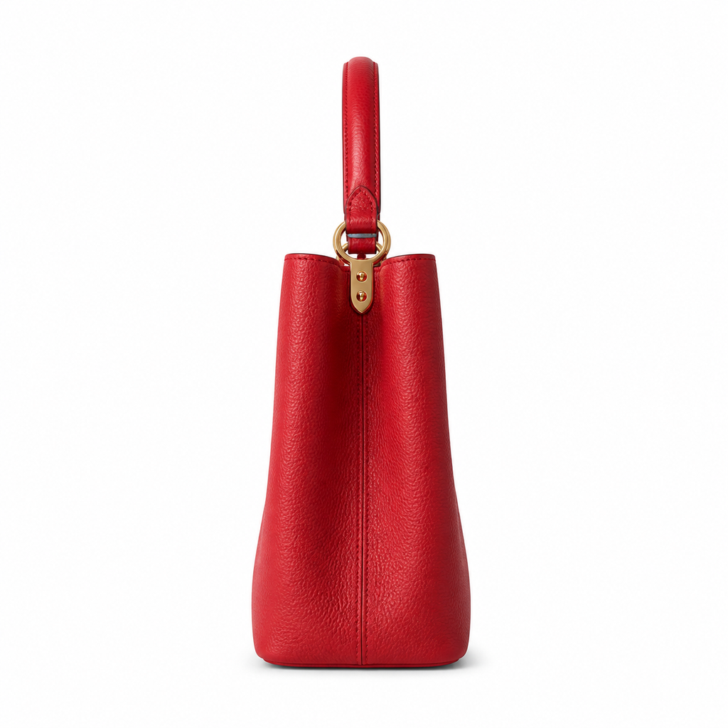 Louis Vuitton Capucines MM — Taurillon Leather in Rouge with Gold LV Lock