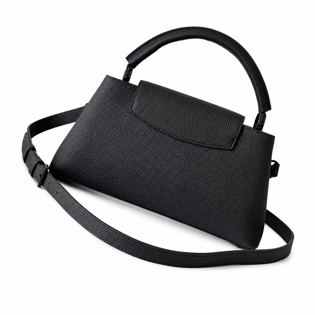 Louis Vuitton Capucines MM — Noir Taurillon, Matte Black LV Turn-Lock & All-Black Hardware