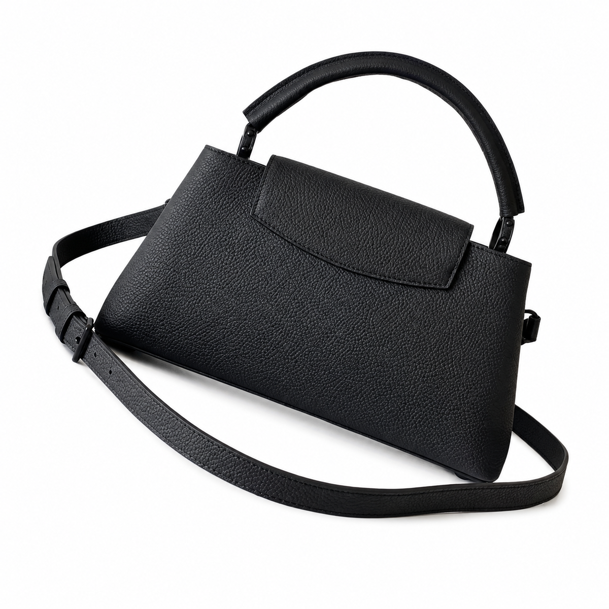 Louis Vuitton Capucines MM — Noir Taurillon, Matte Black LV Turn-Lock & All-Black Hardware