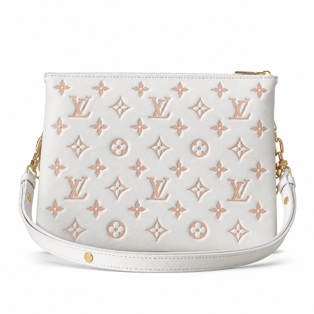 Louis Vuitton Coussin PM — Monogram Embossed Lambskin in White & Rose