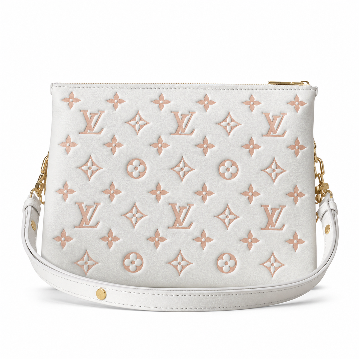 Louis Vuitton Coussin PM — Monogram Embossed Lambskin in White & Rose