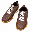 Hermès Brown Contrast-Stitch Lace-Up Sneakers